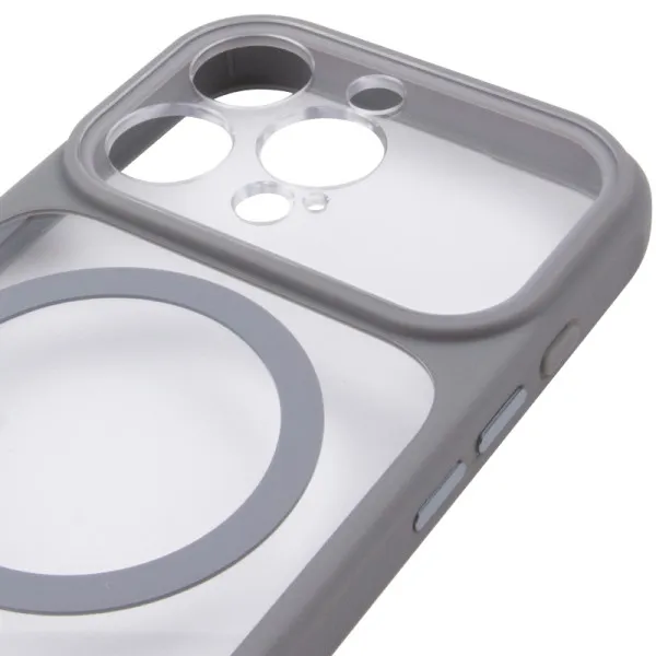 Чехол TPU+PC GETMAN Moon Clear with MagSafe для Apple iPhone 13 Pro (6.1") — Серый — фото 4