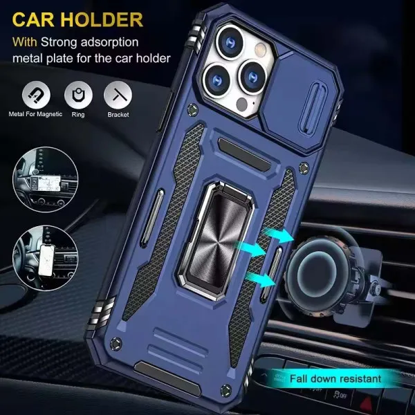 Ударопрочный чехол Camshield Army Ring для Apple iPhone 13 Pro (6.1") — Синий — фото 3