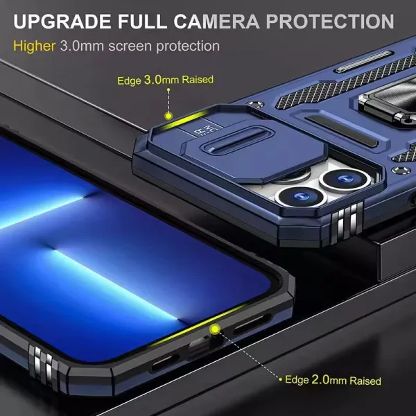 Ударопрочный чехол Camshield Army Ring для Apple iPhone 13 Pro (6.1") — Синий — фото 4