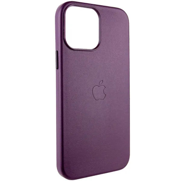 Кожаный чехол Leather Case (AA Plus) with Magnetic Fit для Apple iPhone 13 Pro (6.1") — Марсала — фото 2