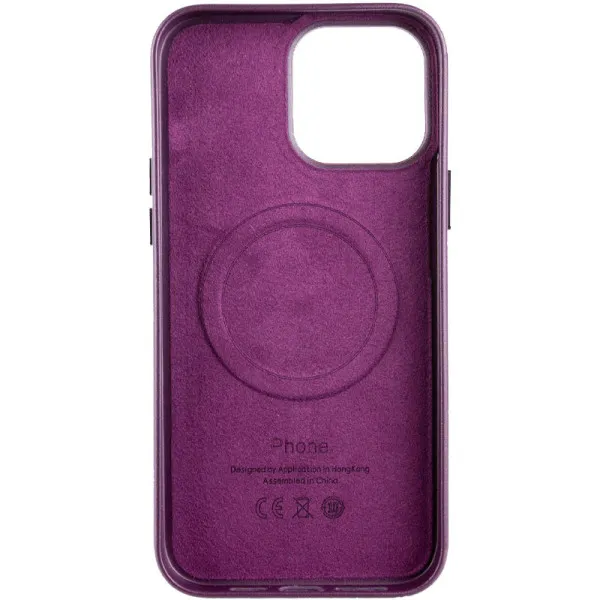 Кожаный чехол Leather Case (AA Plus) with Magnetic Fit для Apple iPhone 13 Pro (6.1") — Марсала — фото 5