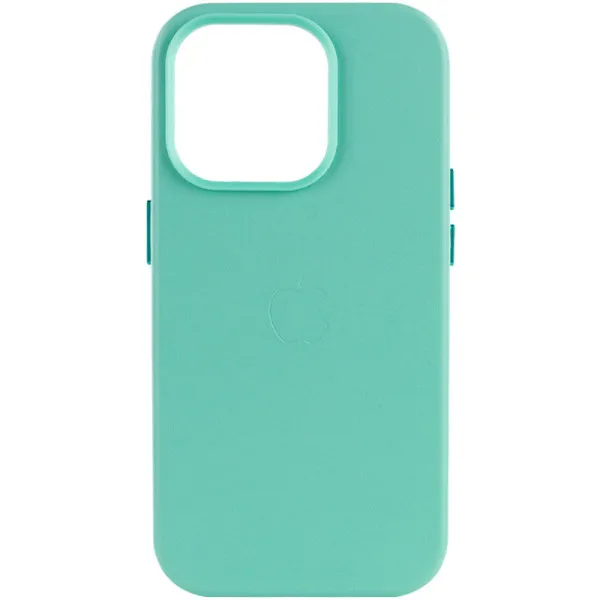 Кожаный чехол Leather Case (AA Plus) with Magnetic Fit для Apple iPhone 13 Pro (6.1") — Небесно голубой — фото 1