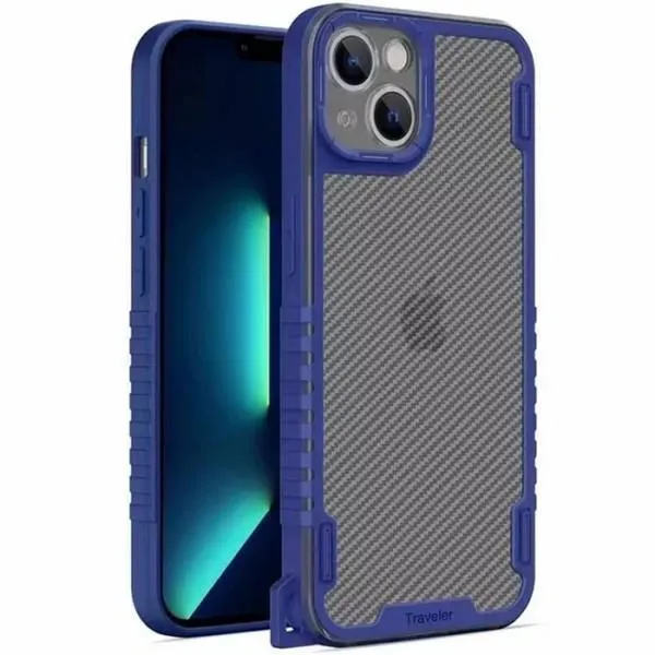 Чохол TPU+PC TRAVEL Carbon для Apple iPhone 13 (6,1") — Синій — фото 5