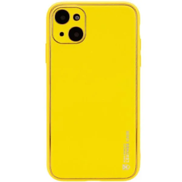Кожаный чехол Xshield для Apple iPhone 14 Plus (6.7") — Желтый — фото 1