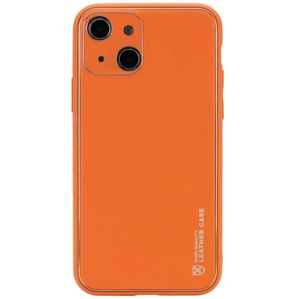 Кожаный чехол Xshield для Apple iPhone 14 Plus (6.7") — Оранжевый — фото 1