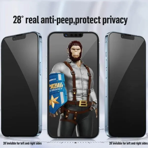 Защитное 2.5D стекло Blueo Full Cover Anti-Peep для Apple iPhone 14 Pro (6.1") — Черный — фото 2 Защитное 2.5D стекло Blueo Full Cover Anti-Peep для Apple iPhone 14 Pro (6.1") — Черный — фото 2