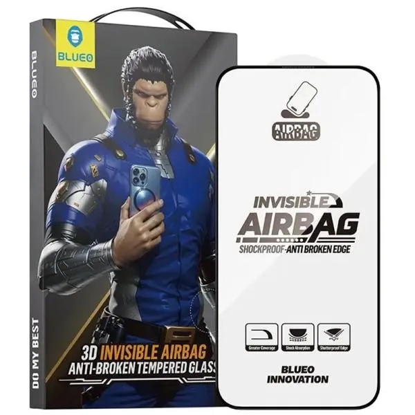 Защитное 3D стекло Blueo Invisible Airbag для Apple iPhone 14 Pro / 15 / 16 (6.1") — Черный — фото 1