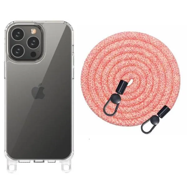 Чохол TPU Transparent with Straps для Apple iPhone 14 Pro (6.1") — Червоний — фото 1 Чохол TPU Transparent with Straps для Apple iPhone 14 Pro (6.1") — Червоний — фото 1