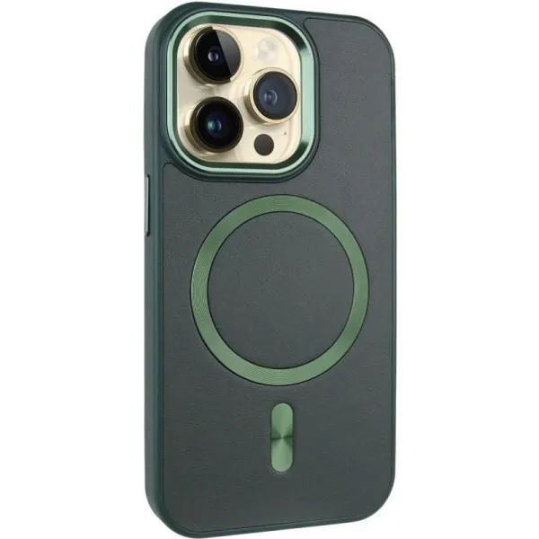 Шкіряний чохол SnapCase with Magnetic Fit для Apple iPhone 14 Pro (6.1") — Зелений — фото 1