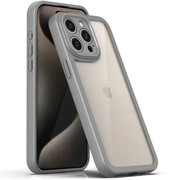 TPU чохол Transparent + Colour 1,5mm для Apple iPhone 14 Pro (6.1") — Сірий — фото 1