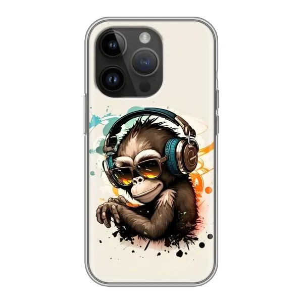 Чохол з принтом «Макака в навушниках» для iPhone 14 Pro