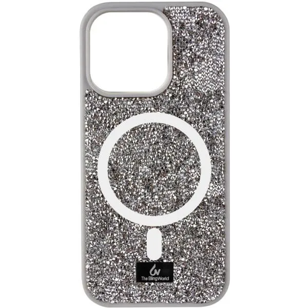 TPU чехол Bling World Rock Diamond with MagSafe для Apple iPhone 14 (6.1") — Серый — фото 3 TPU чехол Bling World Rock Diamond with MagSafe для Apple iPhone 14 (6.1") — Серый — фото 3
