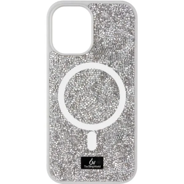 TPU чехол Bling World Rock Diamond with MagSafe для Apple iPhone 14 (6.1") — Серебряный — фото 1