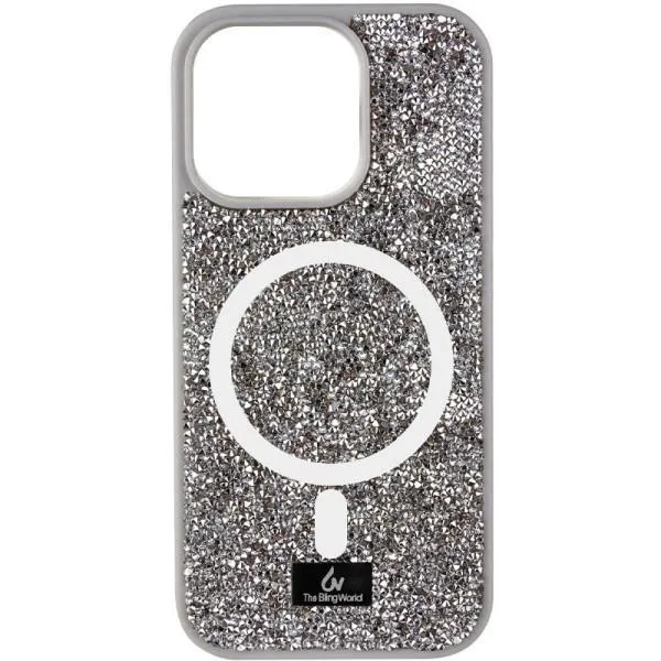 TPU чехол Bling World Rock Diamond with MagSafe для Apple iPhone 14 (6.1") — Серый — фото 1 TPU чехол Bling World Rock Diamond with MagSafe для Apple iPhone 14 (6.1") — Серый — фото 1
