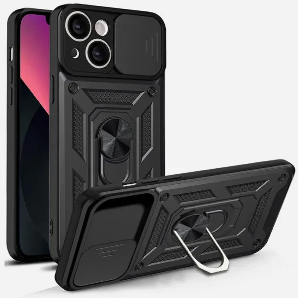 Чохол Ummi Camshield Serge Ring для Apple iPhone 14 (6.1") — Чорний — фото 1