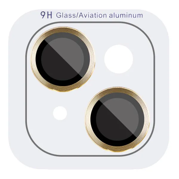 Защитное стекло Metal Classic на камеру (в упак.) для Apple iPhone 14 (6.1") / 14 Plus (6.7") — Золотой — фото 1
