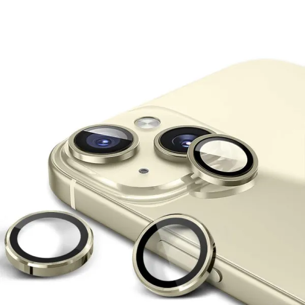 Защитное стекло Metal Classic на камеру (в упак.) для Apple iPhone 14 (6.1") / 14 Plus (6.7") — Золотой — фото 4