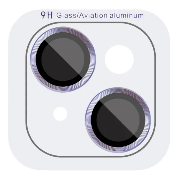 Защитное стекло Metal Classic на камеру (в упак.) для Apple iPhone 14 (6.1") / 14 Plus (6.7") — Голубой — фото 1