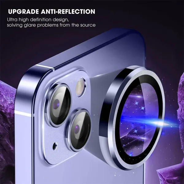 Защитное стекло Metal Classic на камеру (в упак.) для Apple iPhone 14 (6.1") / 14 Plus (6.7") — Голубой — фото 3