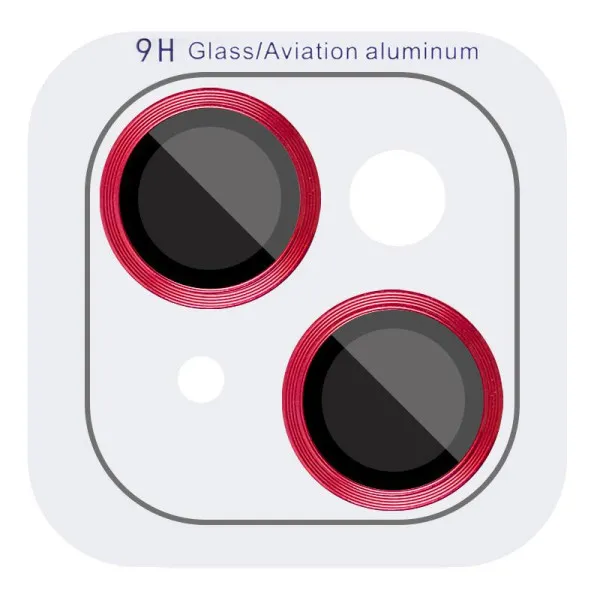 Защитное стекло Metal Classic на камеру (в упак.) для Apple iPhone 14 (6.1") / 14 Plus (6.7") — Красный — фото 1