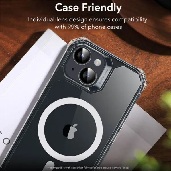 Защитное стекло Metal Classic на камеру (в упак.) для Apple iPhone 14 (6.1") / 14 Plus (6.7") — Черный — фото 2