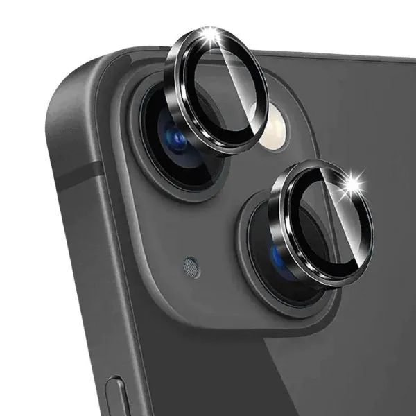 Защитное стекло Metal Classic на камеру (в упак.) для Apple iPhone 14 (6.1") / 14 Plus (6.7") — Черный — фото 4
