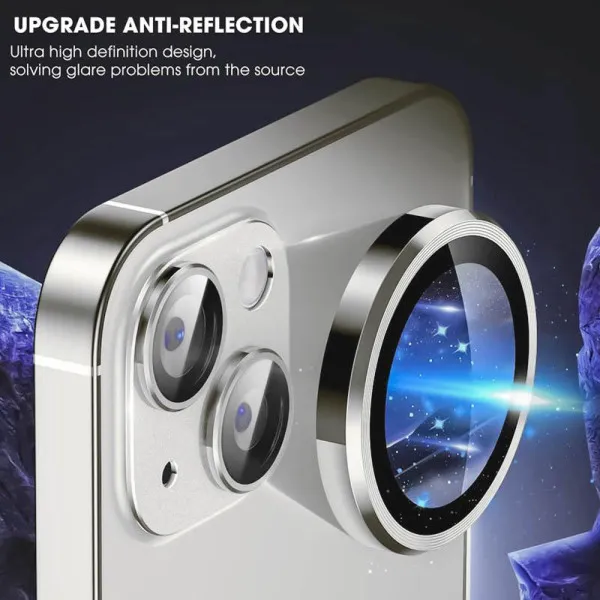 Защитное стекло Metal Classic на камеру (в упак.) для Apple iPhone 14 (6.1") / 14 Plus (6.7") — Серебряный — фото 4