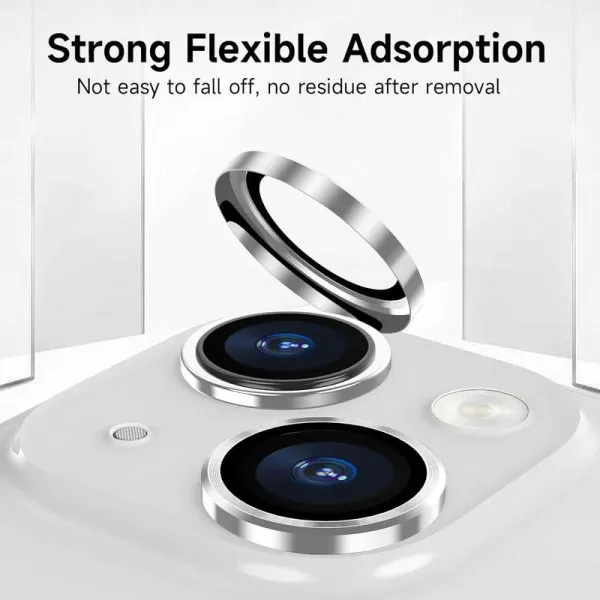 Защитное стекло Metal Classic на камеру (в упак.) для Apple iPhone 14 (6.1") / 14 Plus (6.7") — Серебряный — фото 5
