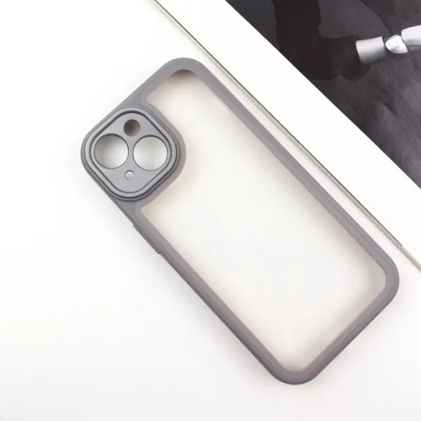 TPU чохол Transparent + Colour 1,5mm для Apple iPhone 14 (6.1") — Сірий — фото 2
