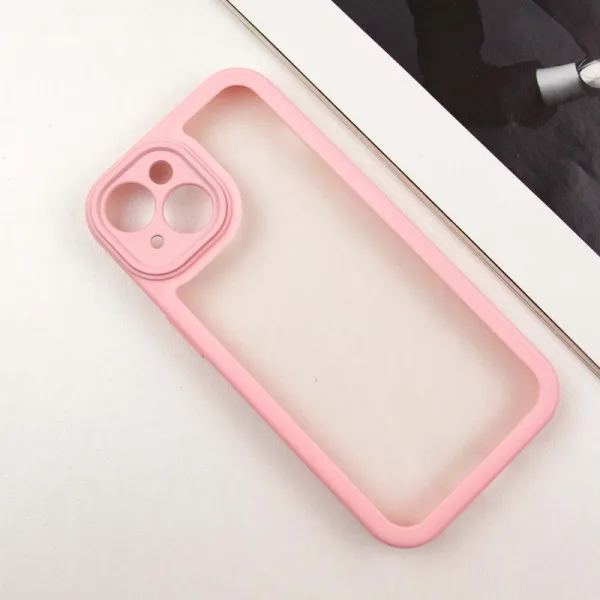 TPU чохол Transparent + Colour 1,5mm для Apple iPhone 14 (6.1") — Рожевий — фото 2