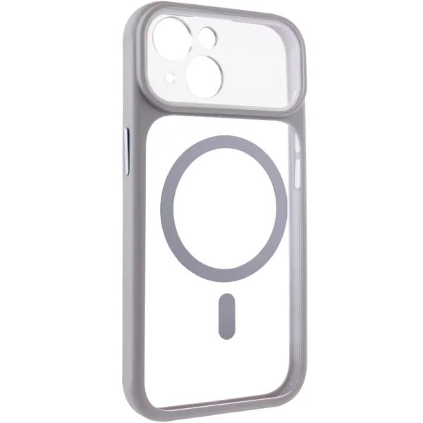 Чохол TPU+PC GETMAN Moon Clear with Magnetic Fit для Apple iPhone 14 (6.1") — Сірий — фото 1