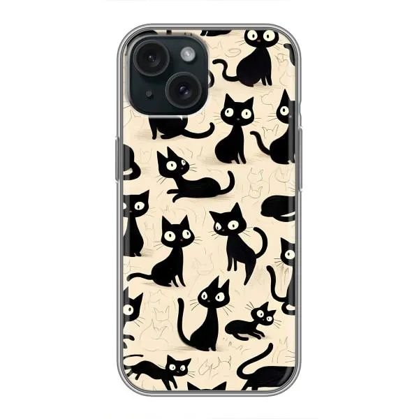 Чехол с принтом «Черные коты» для iPhone 14