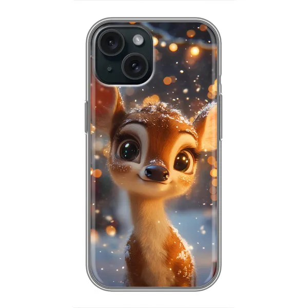 Чехол с принтом «Олененок среди гирлянд» для iPhone 14