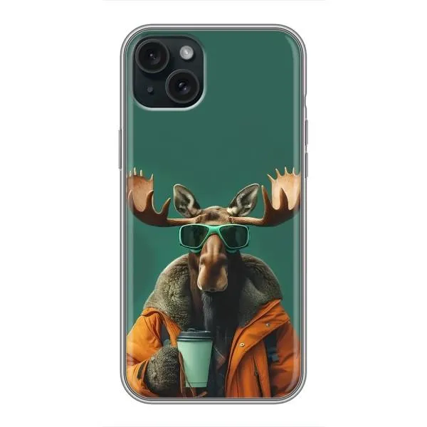 Чехол с принтом «Лось с кофе» для iPhone 14 Plus