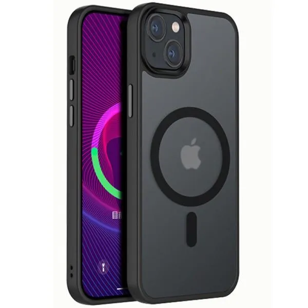 TPU+PC чохол Metal Buttons with MagSafe Colorful для Apple iPhone 15 Plus (6.7") — Чорний — фото 1