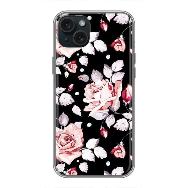 Чохол з принтом «Квіти на чорному» для iPhone 15 Plus Чохол з принтом «Квіти на чорному» для iPhone 15 Plus