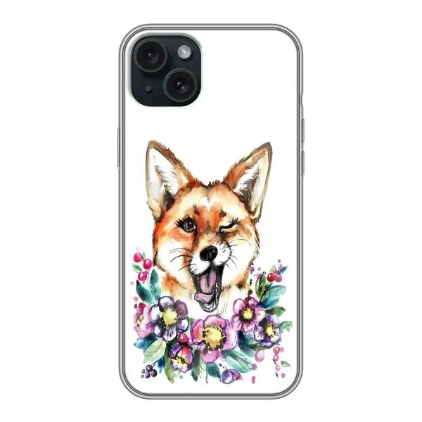 Чехол с принтом «Веселая лисичка» для iPhone 15 Plus