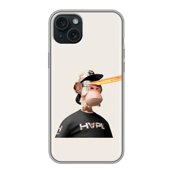 Чехол с принтом «обезьяна NFT в очках» для iPhone 15 Plus