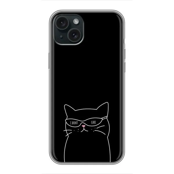 Чехол с принтом «Равнодушный кот» для iPhone 15 Plus Чехол с принтом «Равнодушный кот» для iPhone 15 Plus