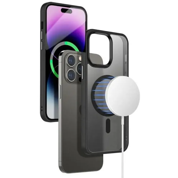 TPU+PC чехол Metal Buttons with MagSafe Colorful для Apple iPhone 15 Pro Max (6.7") — Черный — фото 3
