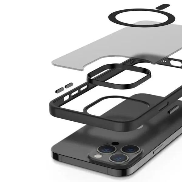 TPU+PC чехол Metal Buttons with MagSafe Colorful для Apple iPhone 15 Pro Max (6.7") — Черный — фото 4