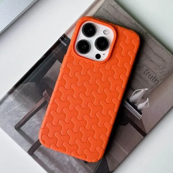 Чохол TPU Weaving для Apple iPhone 15 Pro Max (6.7") — Помаранчевий — фото 4