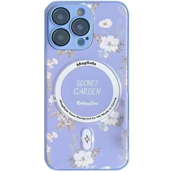 TPU+PC чохол Secret Garden with Magnetic Fit для Apple iPhone 15 Pro Max (6.7") — Ліловий — фото 1