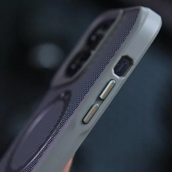 TPU+PC чохол Metal Buttons with Magnetic Fit Carbon Ring для Apple iPhone 15 Pro Max (6.7") — Сірий — фото 4