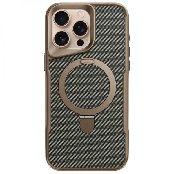 TPU+PC чохол Metal Buttons with Magnetic Fit Carbon Ring для Apple iPhone 15 Pro Max (6.7") — Золотий — фото 1 TPU+PC чохол Metal Buttons with Magnetic Fit Carbon Ring для Apple iPhone 15 Pro Max (6.7") — Золотий — фото 1