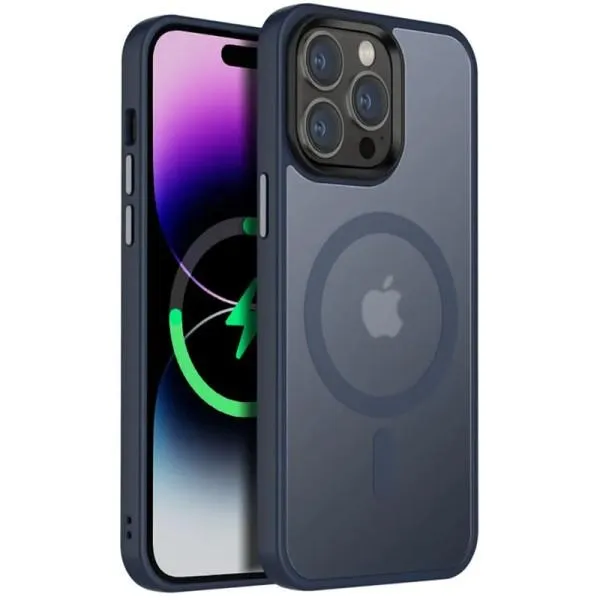 TPU+PC чехол Metal Buttons with MagSafe Colorful для Apple iPhone 15 Pro Max (6.7") — Синий — фото 3