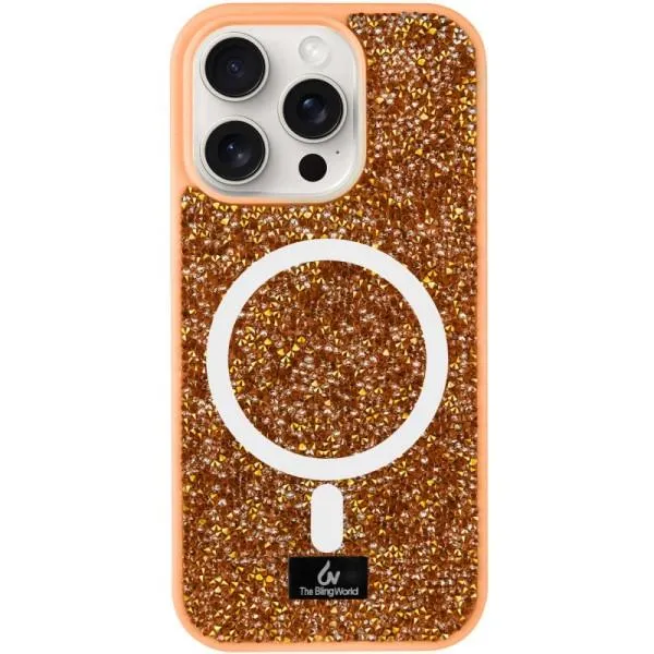 TPU чехол Bling World Rock Diamond with MagSafe для Apple iPhone 15 Pro Max (6.7") — Бежевый — фото 1