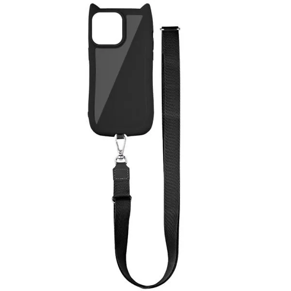 Чохол TPU GETMAN Cat with straps для Apple iPhone 15 Pro Max (6.7") — Чорний — фото 1