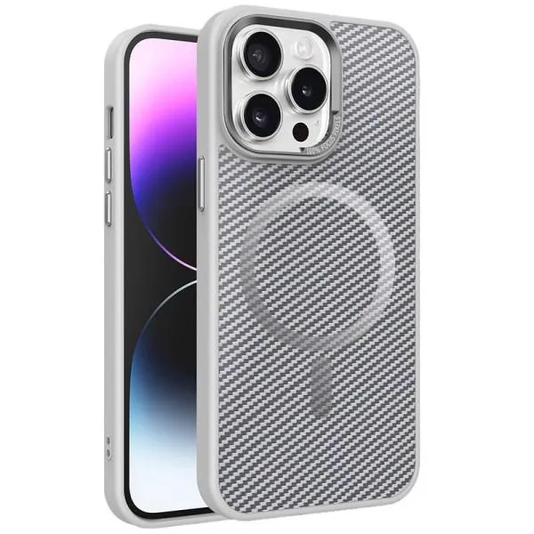Чохол TPU+PC Carbon Mirage with MagSafe для Apple iPhone 15 Pro Max (6.7") — Сірий — фото 1