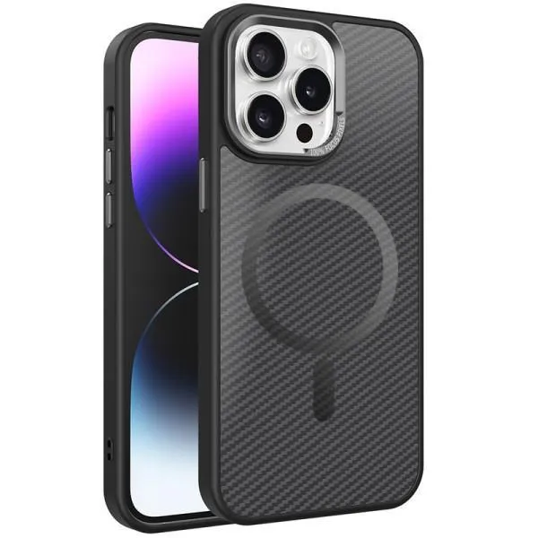 Чохол TPU+PC Carbon Mirage with MagSafe для Apple iPhone 15 Pro Max (6.7") — Чорний — фото 1